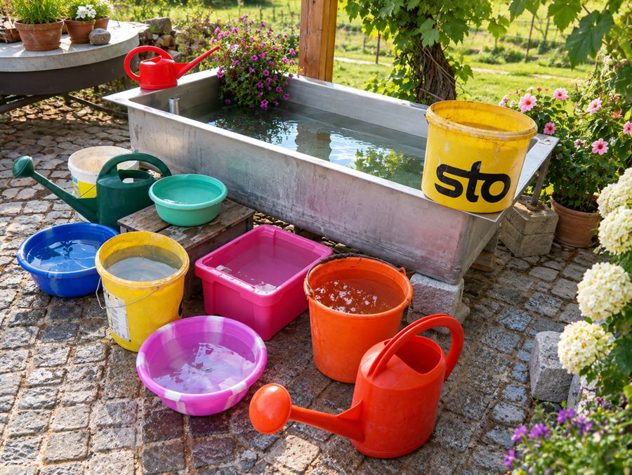 Reinigung von Hof und Fahrzeugen mit Regenwasser
